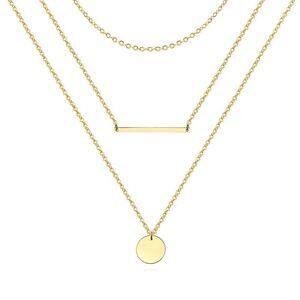 18K Gold Plated Women's 3 Layered Necklaces Waterproof Hypoallergenic Jewelry